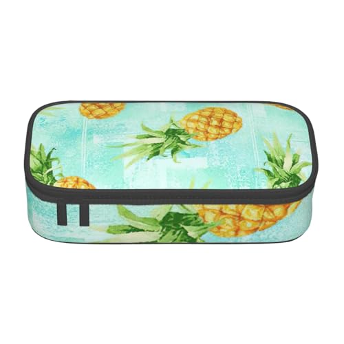 Modisches Federmäppchen mit Ananas-Druck, tragbares Design, Reise-Make-up-Tasche, Geldbörse, Schwarz , Einheitsgröße, Kosmetiktasche von Evengigy