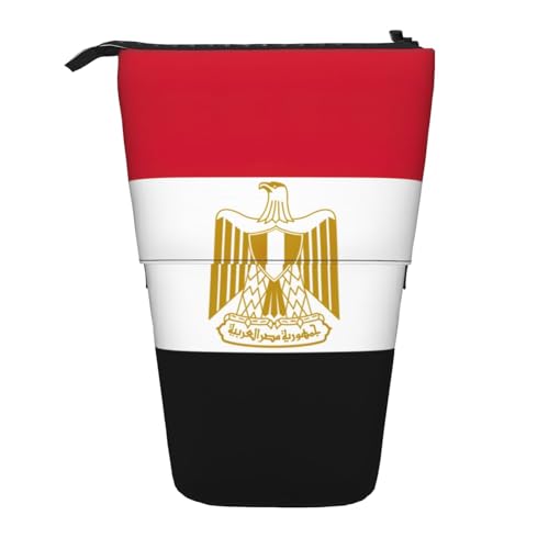 Niedliches Federmäppchen mit ägyptischer Flagge, mit Reißverschluss, verstellbarer Ständer, Stifthalter, lustige Make-up-Tasche, Schwarz , Einheitsgröße, Taschen-Organizer von Evengigy