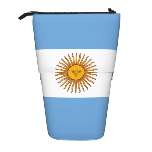 Niedliches Federmäppchen mit argentinischer Flagge, mit Reißverschluss, verstellbarer Ständer, Stifthalter, lustige Make-up-Tasche, Schwarz , Einheitsgröße, Taschen-Organizer von Evengigy