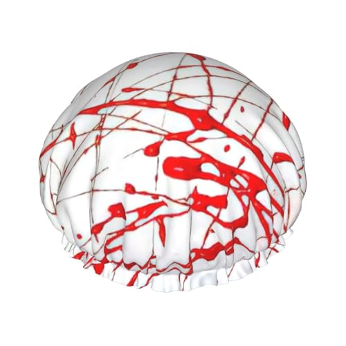 Rote Farbe Kunstdruck Duschhaube Badehaube, elastisch, wiederverwendbar, doppelschichtige Haarkappe von Evengigy