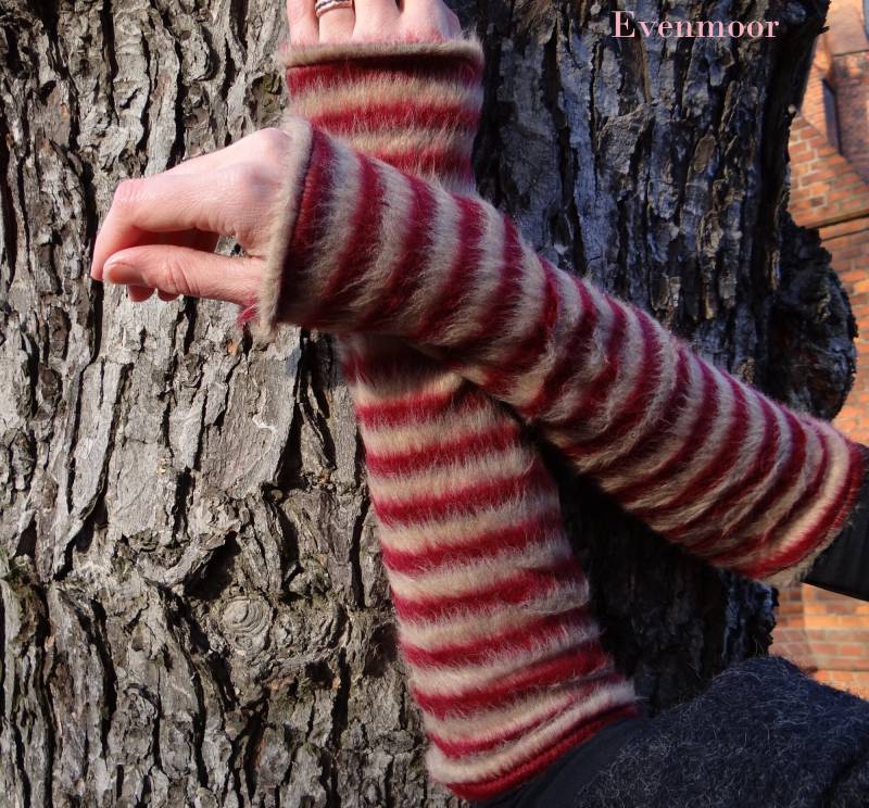 Kuschelstulpen in Streifenoptik, Schön Warm, Bequem Und Dehnbar Dunkelrot Beige von Evenmoor