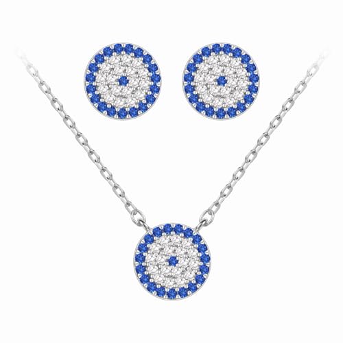 Evensee Nazar Boncuk Evil Eye Set Ohrstecker Ohrringe und Halskette 925 Sterling Silber Blau Auge,Türkisches Amulett Schmuck Geschenk Frauen Evensee Nazar Boncuk Evil Eye Set Ohrstecker Ohrringe und Halskette 925 Sterling Silber Blau Auge,Türkisches Amulett Schmuck Geschenk Frauen von Evensee