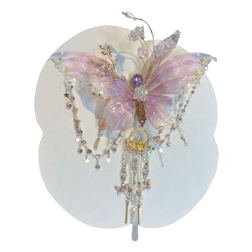 Eventerde Blumenhaarclips für Damen - Chinesische Haarnadel - Glänzende Rosenseide Schleife Kopfschmuck für Jugendliche Mädchen Tanz Cosplay Ball Fest Hochzeit von Eventerde