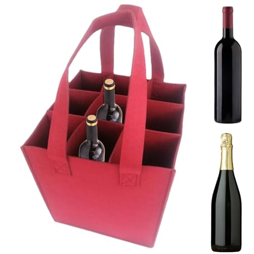 Eventerde Flaschentasche 9 Flaschen Weintasche Filz Weintragetasche Handtasche Mit Trennwänden Wiederverwendbar Für Weintrinker Geburtstagsfeier Weihnachten 24x24x28cm von Eventerde