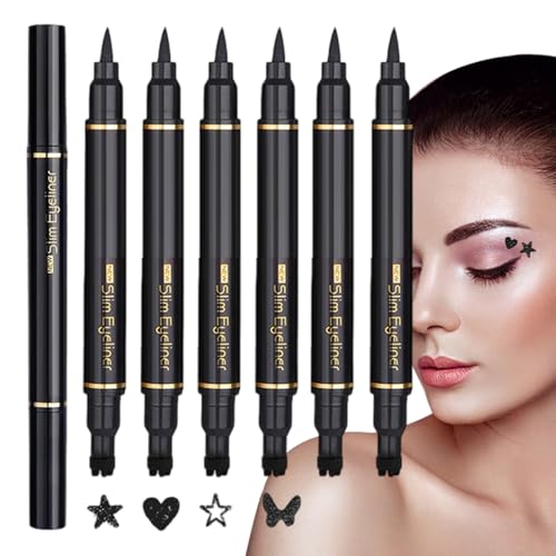 Eventerde Flüssiger Eyeliner Stift | Doppelkopf Eyeliner Stempel Set - 6 Stück Doppelkopf Augen Makeup Set Wasserfester Und Langhaltiger Für Festtags Makeup Auftritte Events Hochzeit von Eventerde