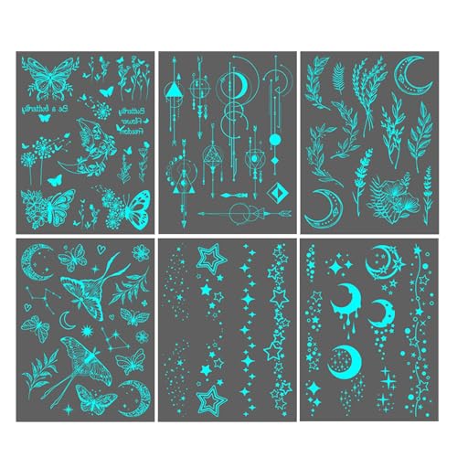 Eventerde Leuchtkörper Temporär Sticker | Hals Schlüsselbein Temporär Sticker Make-up - Wasserdichte Künstlerische Fluoreszenz Dekoration Für Festliche Motiv-Events Und Partys von Eventerde