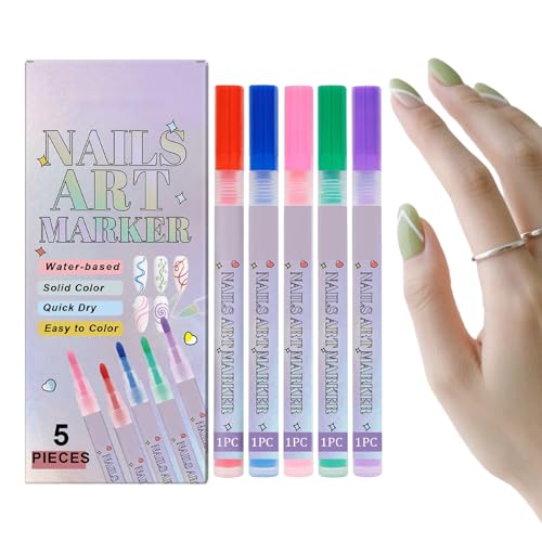 Eventerde Nagel Zeichen Stift | Punkt Liner Stift Zeichnen Malen Für Nagel Design | 5 Farben Maniküre Deko Malstifte Mit 0.5mm Spitze Für Beauty Salon Frauen Mädchen von Eventerde