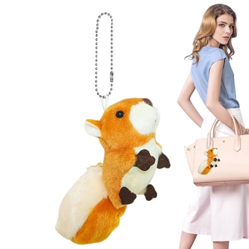 Eventerde Schlüsselanhänger Eichhörnchen - Weicher Eichhörnchen-Plüsch-Schlüsselanhänger, Plüsch-Eichhörnchen-Schlüsselanhänger, Eichhörnchen Stofftier,Weicher Eichhörnchen Plüsch Schlüsselanhänger von Eventerde