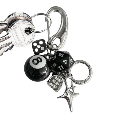 Eventerde Würfel Schlüsselanhänger, 2 Dice Keychain, Würfel Edelstahl Schlüsselanhänger, 13.7cm, Würfel Amulett Schlüsselanhänger Tasche Geldbörse Handy Auto Anhänger Punk Würfel Schlüsselanhänger von Eventerde