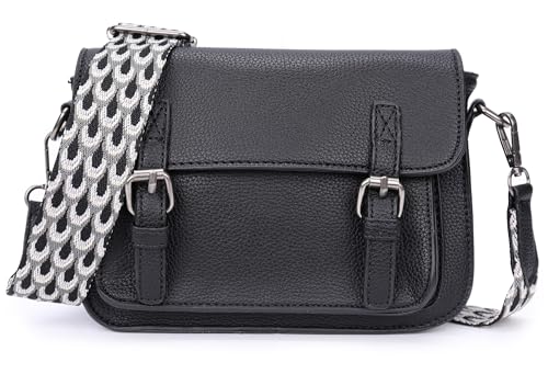 Ever Bloom Damen Crossbody Umhängetasche mit Handyfach, kleine Handtasche mit breitem Taschengurt in Sommerfarben, 262&293:Schwarz von Ever Bloom