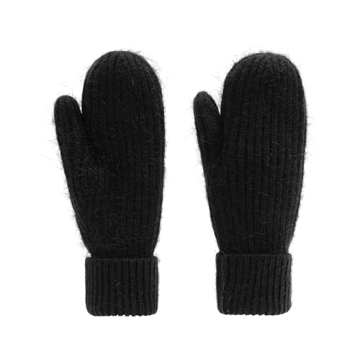 Ever Bloom Damen Handschuhe Herbst Winter, Fausthandschuhe Fäustlinge warm Strickhandschuhe Outdoor, Handschuhe 2023:Schwarz von Ever Bloom