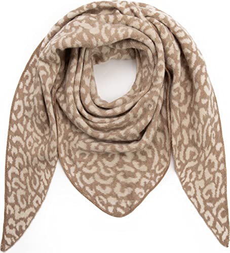 Ever Bloom Damen Leopard Schal, Leo Muster, Weiche Warmer Dreieck Schal, Halstuch für Winter Herbst Lang Kuschelig, Schal Farben:Beige von Ever Bloom