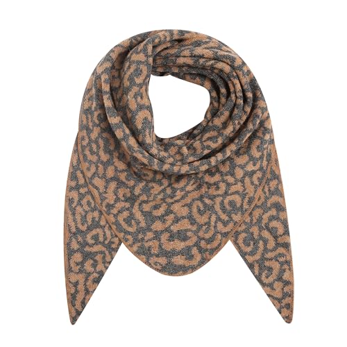 Ever Bloom Damen Leopard Schal, Leo Muster, Weiche Warmer Dreieck Schal, Halstuch für Winter Herbst Lang Kuschelig, Schal Farben:Schwarz Kamel von Ever Bloom