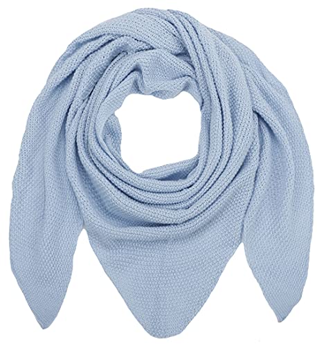 Ever Bloom Damen Schal, Strick Dreieck Schale, Weiches Dreieckstuch, Leichter Strickschal, Halstuch für Frauen und Mädchen Lang, Einfarbig 195 * 80 cm, Schal Farben:Hell Blau von Ever Bloom