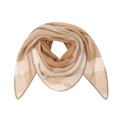 Ever Bloom Damen Schal kariert, Herbst Winter Halstuch, Winterschal mehrfarbig Karo Deckenschal warm weich, S23683:Beige Taupe von Ever Bloom