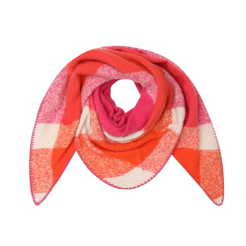 Ever Bloom Damen Schal kariert, Herbst Winter Halstuch, Winterschal mehrfarbig Karo Deckenschal warm weich, S23683:Rose Orange von Ever Bloom