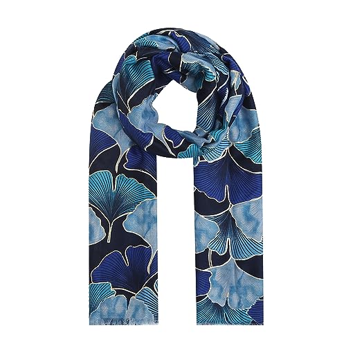 Ever Bloom Damen Schal mit Blumenmuster für Winter Herbst, elegantes Halstuch, Deckenschal Winterschal warm leicht, Blumen print Tücher, Schal farbe 2023:Blau von Ever Bloom