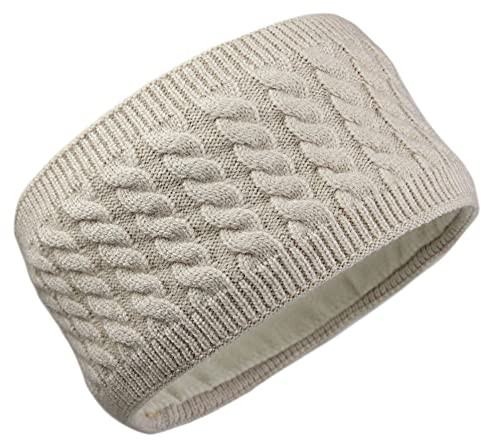 Ever Bloom Damen Winter Stirnband, Gestricktes Haarband Zopfmuster, Mädchen Ohrenwärmer gefüttert mit Fleece Innenfutter, Warmes Kopfband für Wandern Joggen Freizeit, Winter Stirnband:Beige von Ever Bloom