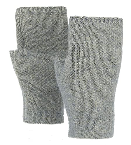 Ever Bloom Klassische Strick-Handschuhe Damen Fingerlos, Warme Halbe Fingerhandschuhe, Winter Fingerlose Handschuhe Fäustlinge, Einfarbig, Handschuhe Farbe:Grau von Ever Bloom