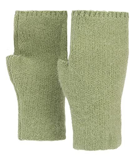 Ever Bloom Damen Fingerlose Strick-Handschuhe, Warme Halbe Fingerhandschuhe, Winter Fäustlinge, Grün, One Size von Ever Bloom
