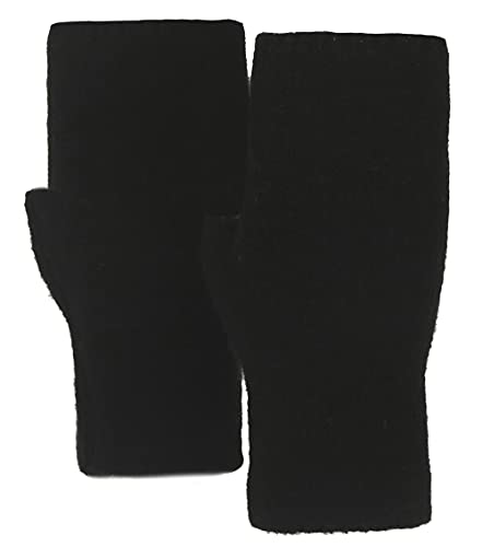 Ever Bloom Klassische Strick-Handschuhe Damen Fingerlos, Warme Halbe Fingerhandschuhe, Winter Fingerlose Handschuhe Fäustlinge, Einfarbig, Handschuhe Farbe:Schwarz von Ever Bloom