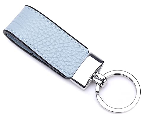 Ever Bloom Leder Schlüsselanhänger Schlüsselring Damen Herren, Autoschlüssel Anhänger Fahranfänger, Geschenk Keyring, Geburtstagsgeschenk Made in Italien, Schlüsselanhänger Farben:Hell Blau von Ever Bloom