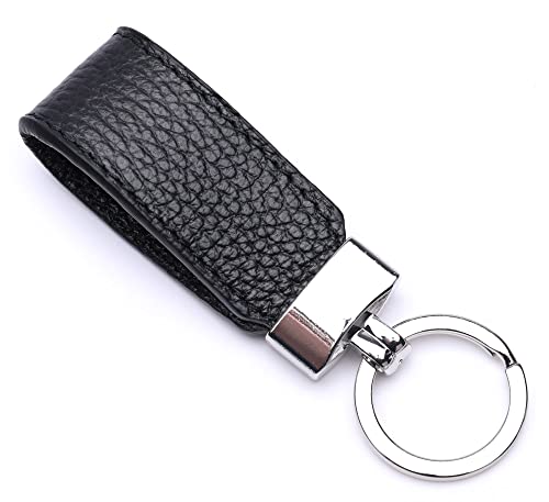 Ever Bloom Leder Schlüsselanhänger Schlüsselring Damen Herren, Autoschlüssel Anhänger Fahranfänger, Geschenk Keyring, Geburtstagsgeschenk Made in Italien, Schlüsselanhänger Farben:Schwarz von Ever Bloom