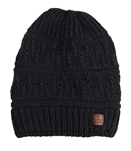 Ever Bloom Strickmütze Damen mit Zopfloch, made in EU, Beanie Mütze für Frauen und Mädchen, Warme Gestrickte Wintermütze, Mütze Farben:Schwarz von Ever Bloom