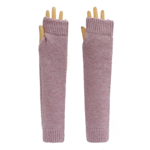 Ever Bloom lang Fingerlos Handschuhe Winter Armstulpen Strickhandschuhe Armwärmer Stulpen für Mädchen Frauen, Handschuhe arm 2023:Lila von Ever Bloom