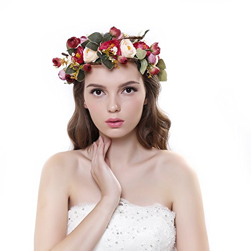 Ever Fairy® Blumenkrone Stirnband mit verstellbarem Band für Frauen oder Mädchen von Ever Fairy
