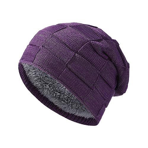 Ever Fairy Winter Beanie Hut mit warmem Futter, Unisex warme Strickmütze, Dehnbare weiche Wolle Hut für Männer Frauen von Ever Fairy