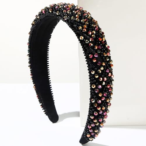 Strass Stirnband Damen Mädchen Mode Handgefertigt Kristall Diamant Bling Stirnbänder Haarreifen Funkeln Glitzer Perlen Schmuck Haarband Haarschmuck von Ever Fairy
