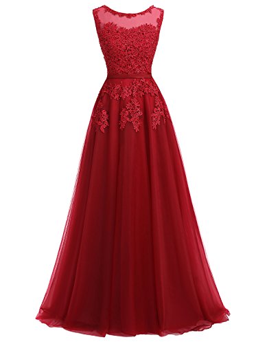 Ever Love A-Linie Lang Spitze T¨¹ll R¨¹ckenfrei Abendkleid Ballkleid Hochzeit Brautjungfernkleid mit Träger-Farbe: Dunkelrot, Gr. 38 Ever Love A-Linie Lang Spitze T¨¹ll R¨¹ckenfrei Abendkleid Ballkleid Hochzeit Brautjungfernkleid mit Träger-Farbe: Dunkelrot, Gr. 38 von Ever Love