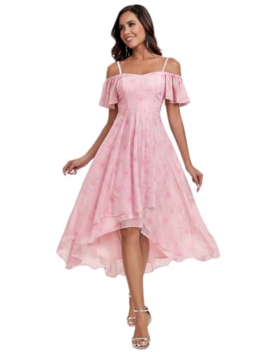 Abendkleider Damen Elegante Sommerkleider Midi A-Linie Kleid Sling Chiffon Hochzeit Gastkleider Brautjungfer Kleider Kurz Hellviolett Rosa 36 von Ever-Pretty
