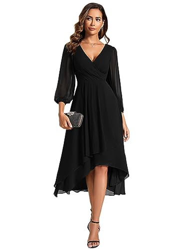 Damen Retro Langes Kleid Partykleid Weihnachtskleid Tiefes A Linie Kleid Schwarz 50 von Ever-Pretty