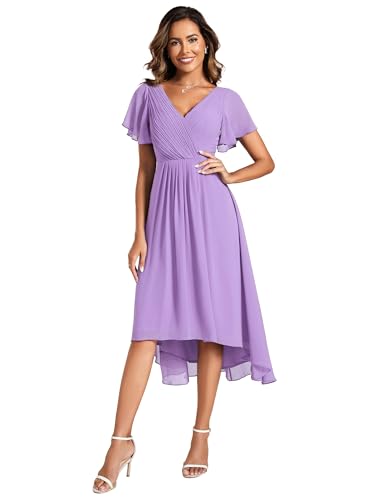 Ever-Pretty Abendkleid Damen Knielang A-Line Cocktailkleid Elegant für Hochzeit High Low Festliche Kleider Lavendel 58 Ever-Pretty Abendkleid Damen Knielang A-Line Cocktailkleid Elegant für Hochzeit High Low Festliche Kleider Lavendel 58 von Ever-Pretty