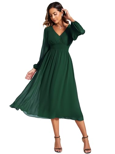 Ever-Pretty Abendkleid Damen Lang Elegant für Hochzeit Cocktailkleid Damen Festliche Kleider Dunkelgrün 54 von Ever-Pretty