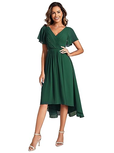 Ever-Pretty Abendkleid Damen Lang Elegant für Hochzeit Knielang Cocktailkleid Damen Festliche Kleider Dunkelgrün 40 von Ever-Pretty