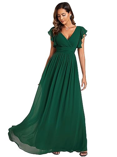 Ever-Pretty Abendkleid Lang Elegant für Hochzeit V-Ausschnitt A-Linie Ballkleider Damen Neckholder Brautjungferkleider Chiffon Dunkelgrün 38 Ever-Pretty Abendkleid Lang Elegant für Hochzeit V-Ausschnitt A-Linie Ballkleider Damen Neckholder Brautjungferkleider Chiffon Dunkelgrün 38 von Ever-Pretty