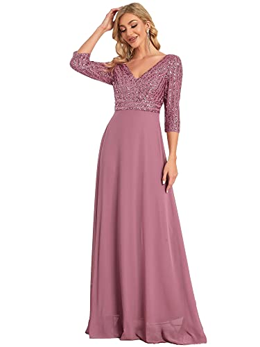 Ever-Pretty Abendkleid mit Pailletten, Langarm, Damen, A-Linie, V-Ausschnitt, Empire-Stil, elegant, 00751, orchidee, 46 Ever-Pretty Abendkleid mit Pailletten, Langarm, Damen, A-Linie, V-Ausschnitt, Empire-Stil, elegant, 00751, orchidee, 46 von Ever-Pretty