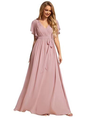 Ever-Pretty Abendkleider Damen Elegant für Hochzeit Knielang A-Line Cocktailkleid High Low Festliche Kleider Staubige Rose 52 von Ever-Pretty