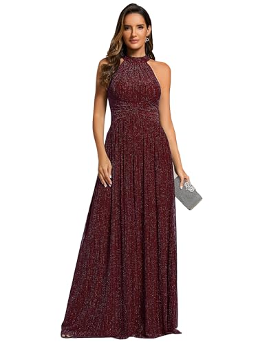 Ever-Pretty Abendkleider Elegant für Hochzeit Ärmellos Kleid Elegant Damen Festlich Lang Ballkleid Maxi Hell A Line Burgund 38 von Ever-Pretty