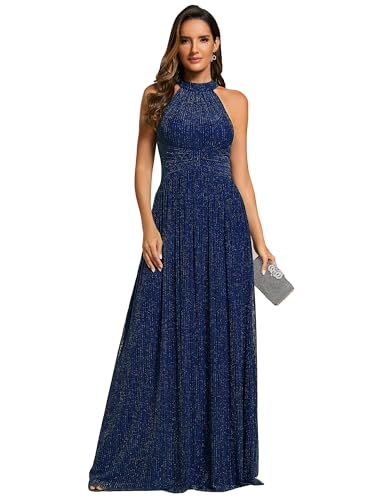 Ever-Pretty Abendkleider Elegant für Hochzeit Ärmellos Kleid Elegant Damen Festlich Lang Ballkleid Maxi Hell A Line Navy Blau 48 von Ever-Pretty
