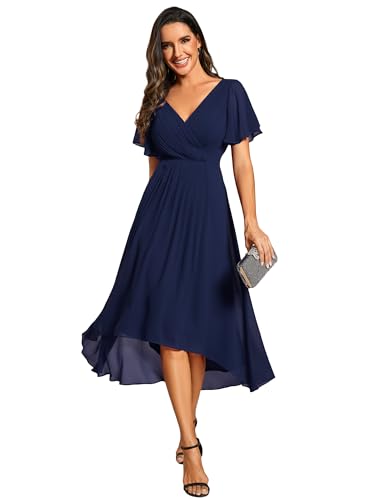 Ever-Pretty Abendkleider Elegant für Hochzeit Chiffon A-Linie Brautjungfernkleid Festliche Kleider Navyblau 58 von Ever-Pretty