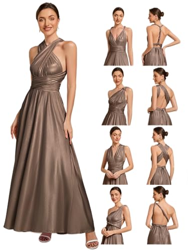 Ever-Pretty Brautjungfernkleid Damen Multi-Style Ärmellos Abendkleid Lang Cabrio Chic ES02410, Metallic Braun, 36 von Ever-Pretty