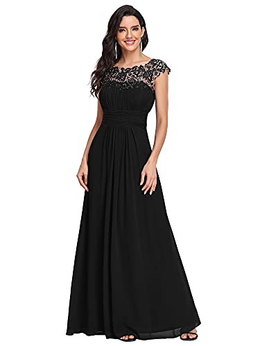 Ever-Pretty Damen A-Linie Abendkleid Spitze Abschlusskleid Bankett Frauen Lange Blush Schwarz 36 von Ever-Pretty