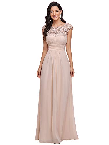 Ever-Pretty Damen A-Linie Abendkleid Spitze Festliches Kleid Frauen Zeremonie Lange Blush 50 von Ever-Pretty