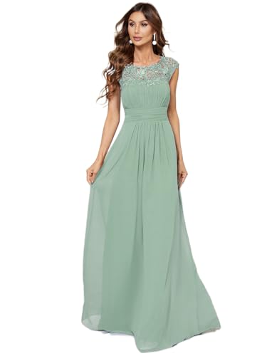 Ever-Pretty Damen A-Linie Abendkleid Spitze Festliches Kleid Frauen Zeremonie Lange Mint Grün 42 von Ever-Pretty