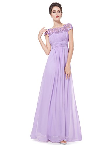 Ever-Pretty Damen A-Linie Abendkleid Spitze Spitzenkleid Frauen Cocktail Lange Lavendel 38 von Ever-Pretty