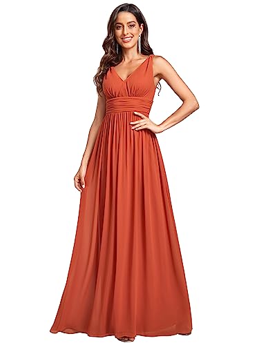 Ever-Pretty Damen A-Linie V-Ausschnitt Elegant Empire Chiffon Abendkleid Orange 54 von Ever-Pretty